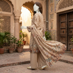 ZH2 Store 3-piece unstitched printed lawn suit with floral patterns on a mannequin.