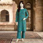 "Woman wearing premium cotton-silk unstitched 2-piece suit in from ZH2 Store"