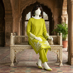 Premium 2-piece embroidered unstitched lawn suit collection by ZH2 Store, featuring a 1.2-meter embroidered shirt and 2.2-meter trouser fabric with intricate ethnic designs displayed on a mannequin.