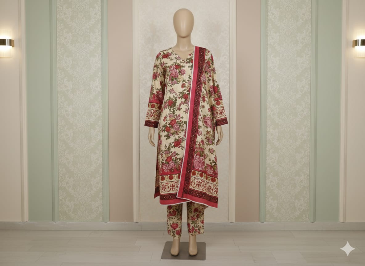 Linen 3-Piece Unstitched Suit (LNU-5004)