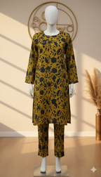 ZH2 Golden Mustard Noir – 2pc Premium Cotton Unstitched Suit (PCU 5022)