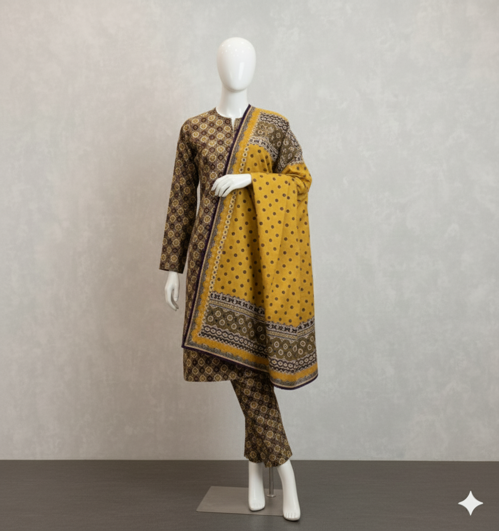 Linen 3-Piece Unstitched Suit (LNU-5002)