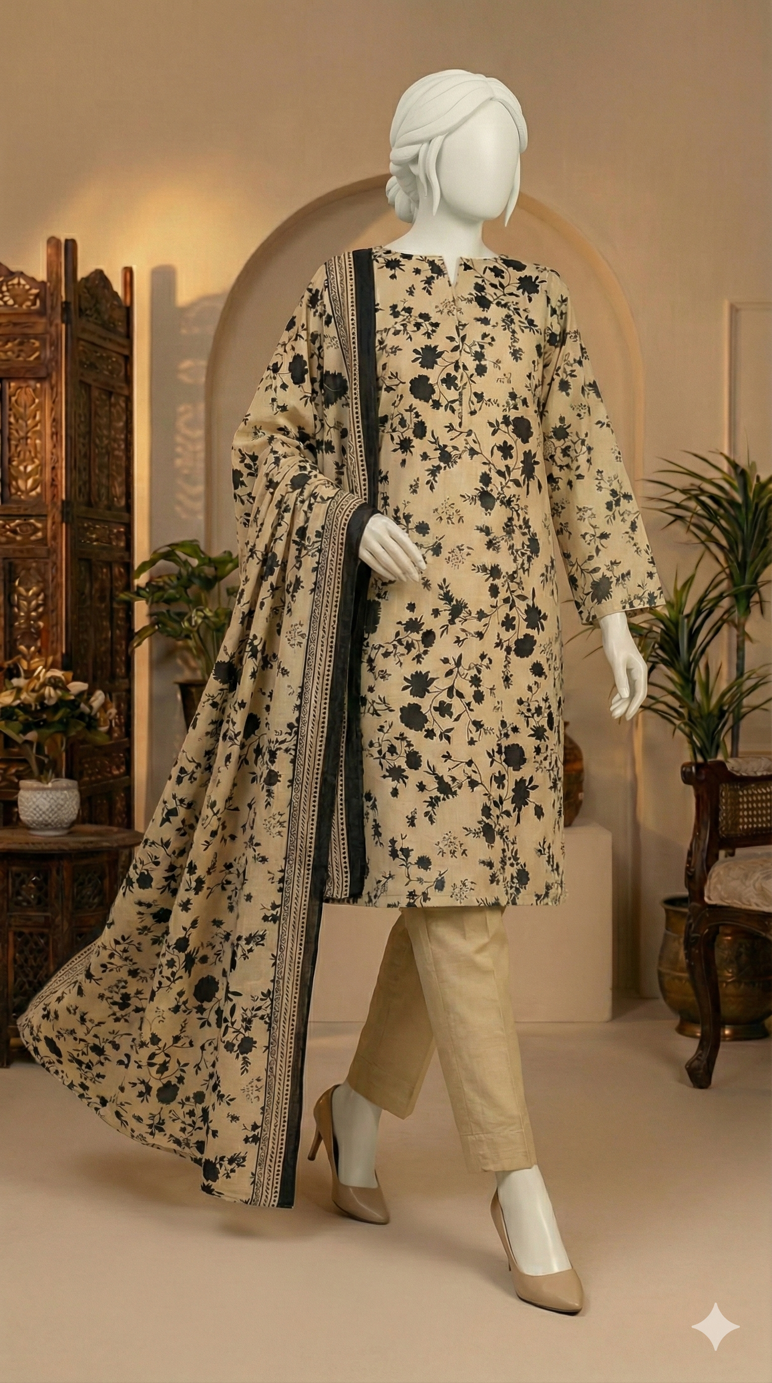 "Ochre Petals" 3PC Unstitched Lawn Collection (LPU 5051)