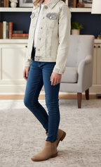 Girls' Acid Wash Denim Jacket | Light Distressed Bleach Wash Jean Jacket | Cropped Style Button-Up Outerwear | Casual Layering Top (1031)