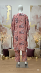 ZH2 Tea Pink Floral Stripe – 2pc Premium Cotton Unstitched Suit (PCU 5022)