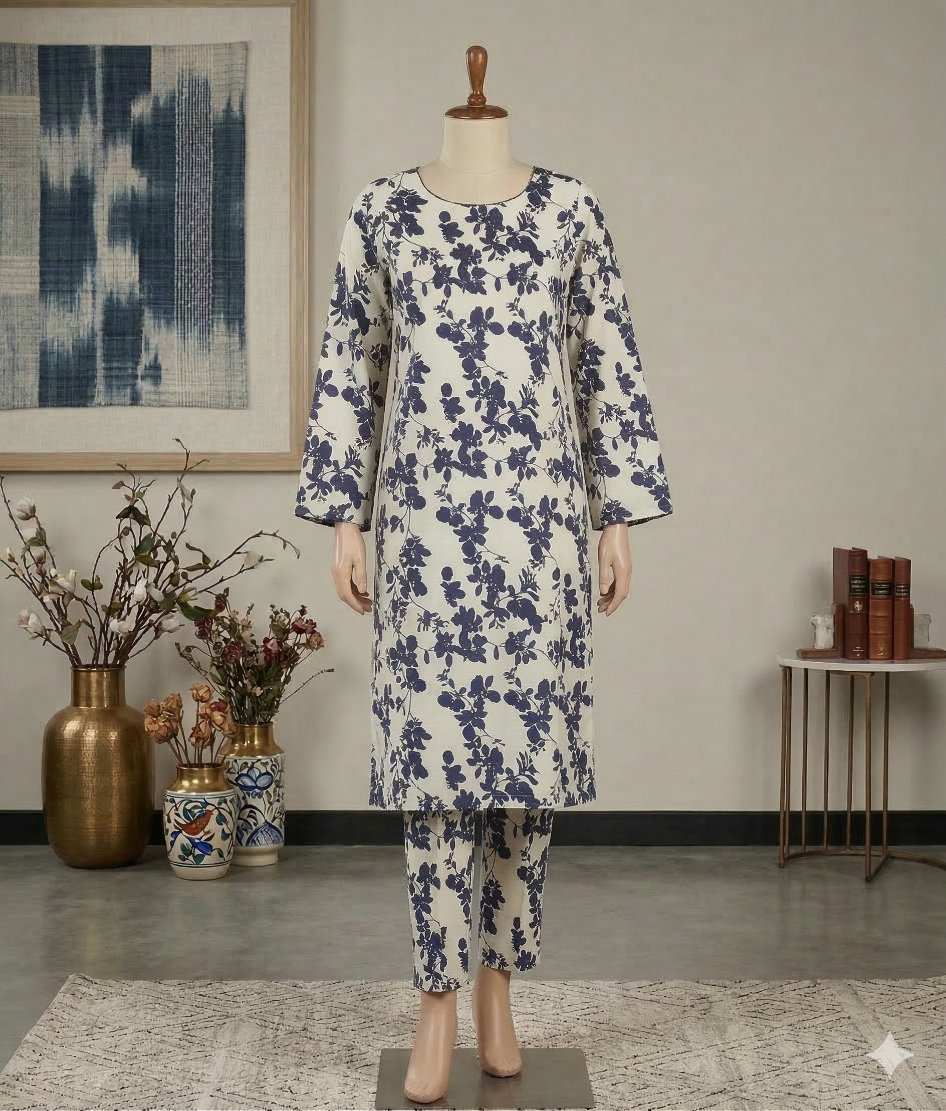 Garden Bliss Floral Print Co-ord Set | Breathable Cotton Two-Piece Suit (PCU 5022)