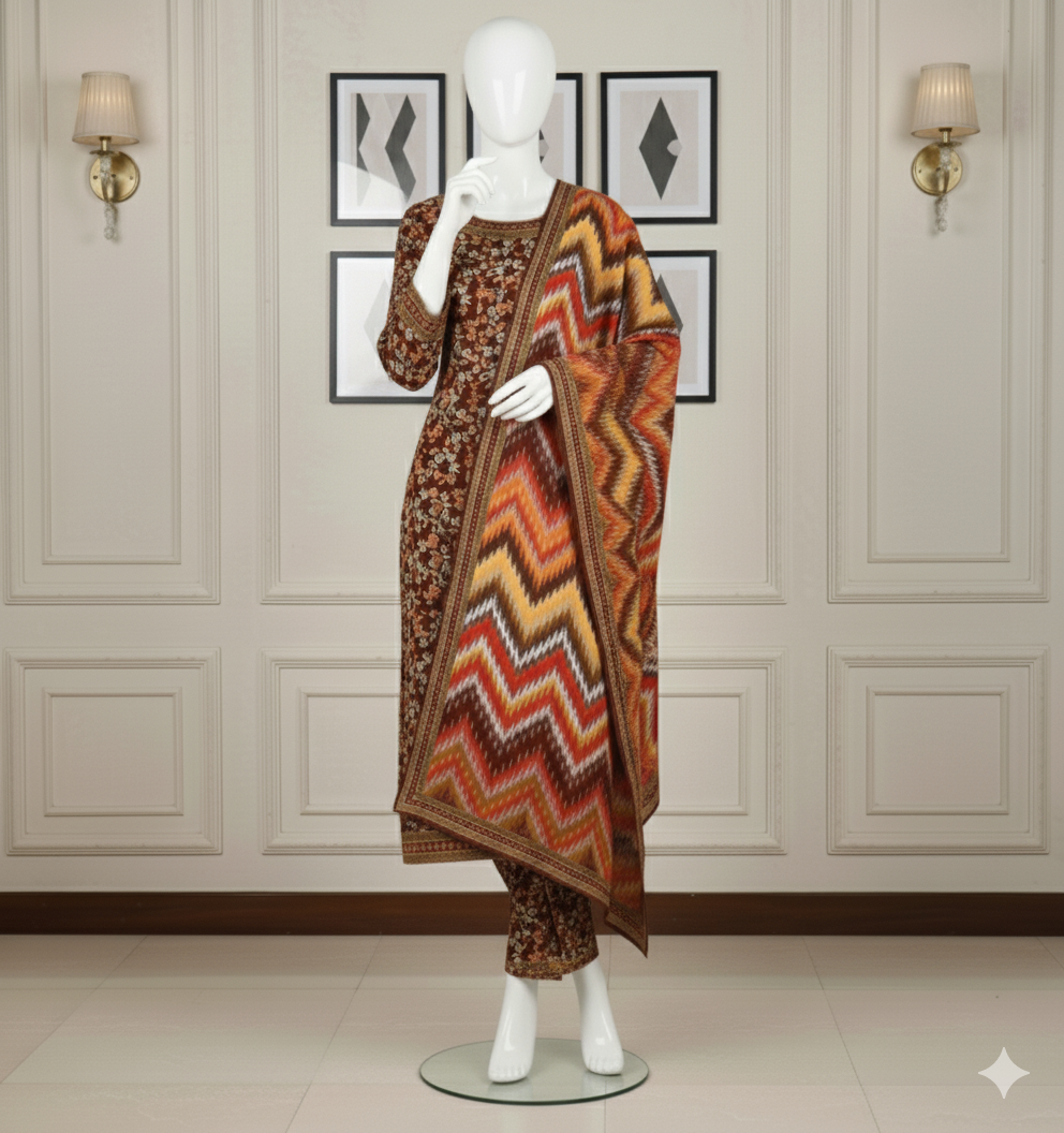 Linen 3-Piece Unstitched Suit (LNU-5002)