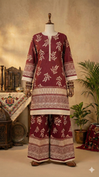 zh2 Premium Foliage Print Cotton Suit | 2-Piece Unstitched (PCU 5023)
