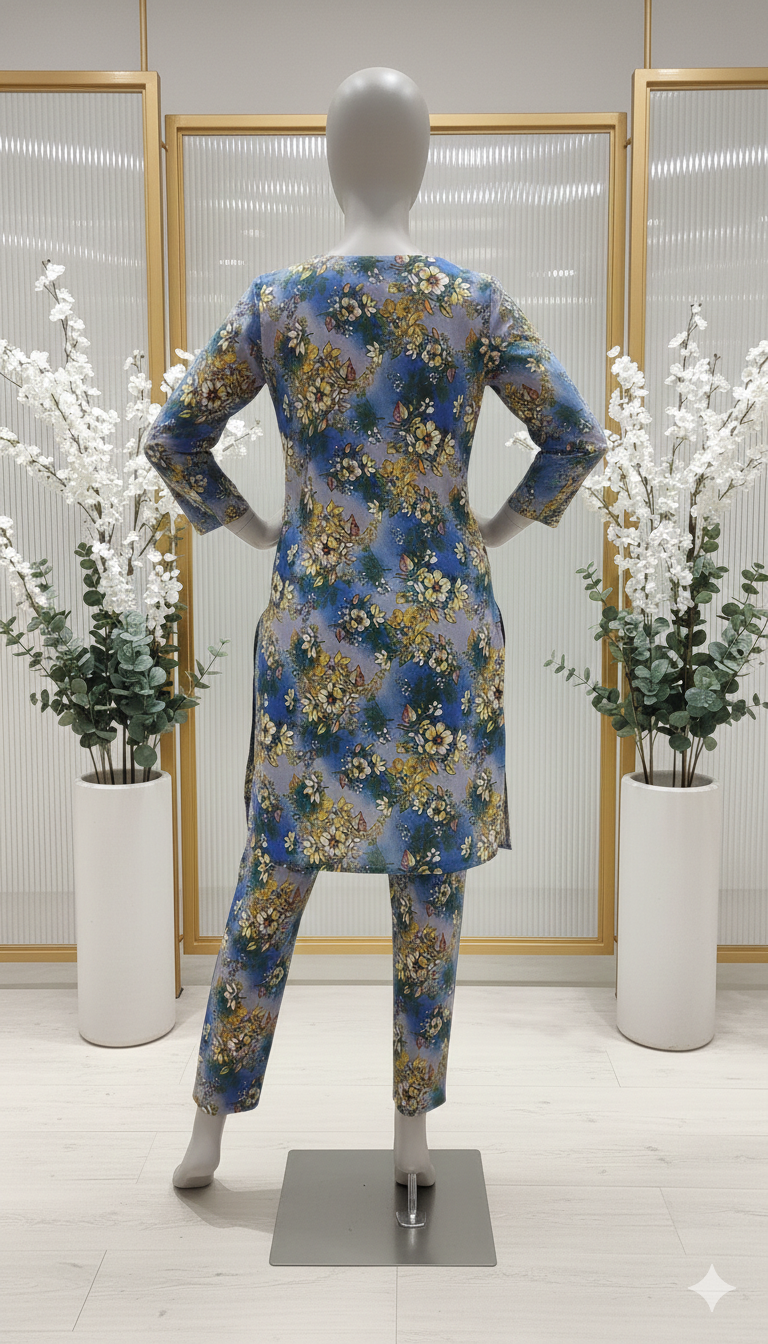 ZH2 Dreamy Sky Blue Floral – 2pc Premium Cotton Unstitched Suit (PCU 5022)