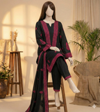 3-Piece Unstitched Embroidered Lawn Suit - Midnight Pink (LEU 5049)