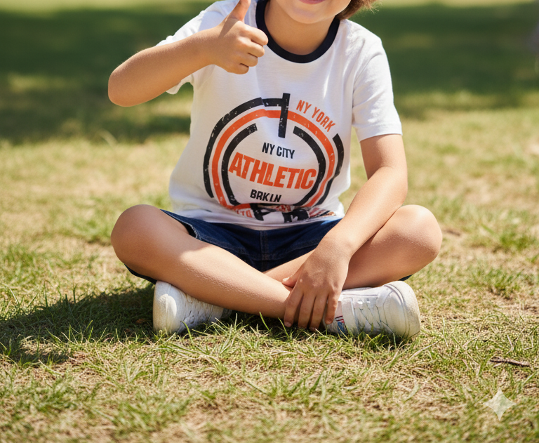 Cool White Boys' Short-Sleeve T-Shirt with NY City Athletic Graphic Print (1015)