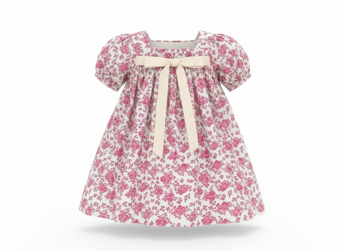 Girls Ribbon 100%imported Soft Cotton Chinese Style Summer Dress