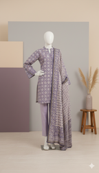 Lavender Bliss - 3-Piece Unstitched Printed Lawn Suit with Patterned Dupatta (LPU 5068)