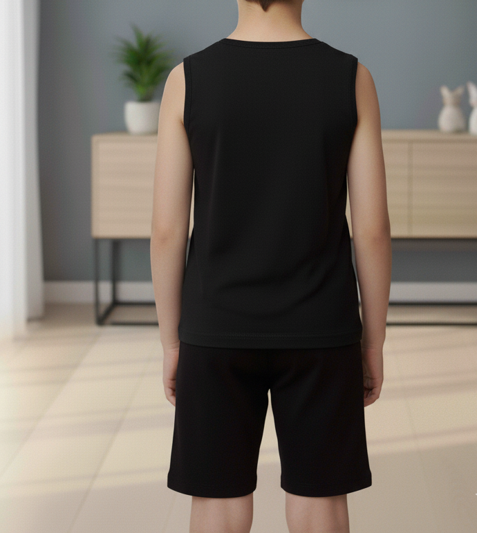 Primark Boys' Black 'Beach Vibes' Tank Top | Neon Tropical Sleeveless Tee (1011)