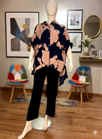 Bold Print Hi-Low Tunic Shirts | Contemporary Oversized Blouse Collection (9003)