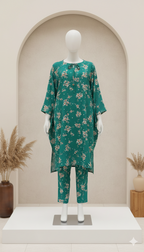 ZH2 Emerald Green Wildflower – 2pc Premium Cotton Unstitched Suit (PCU 5022)