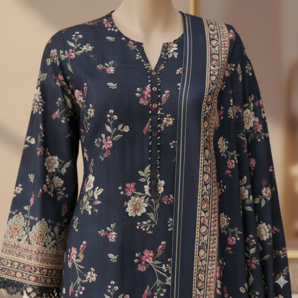 Vintage Garden Lawn Collection | 3-Piece Printed Unstitched Suits - ZH2 Store (LPU 5033)