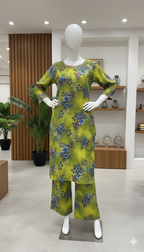 ZH2 Lime & Azure Watercolor – 2pc Premium Cotton Unstitched Suit (PCU 5022)