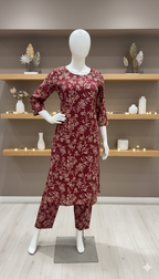 ZH2 Deep Burgundy Wildflower – 2pc Premium Cotton Unstitched Suit (PCU 5022)