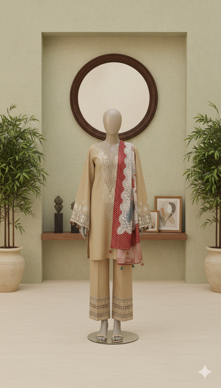 Cotton Silk Unstitched 3-Piece Suit (CSEU-5015)