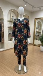 ZH2 Midnight Rose Garden – 2pc Premium Cotton Unstitched Suit (PCU 5022)