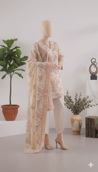 Coral Garden: Premium Floral Unstitched Lawn 3-Piece Suit (LPU 5066)