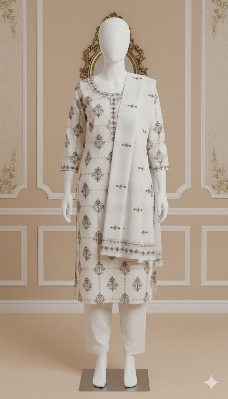 Cotton Unstitched 3-Piece Suit (SCEU-5018)