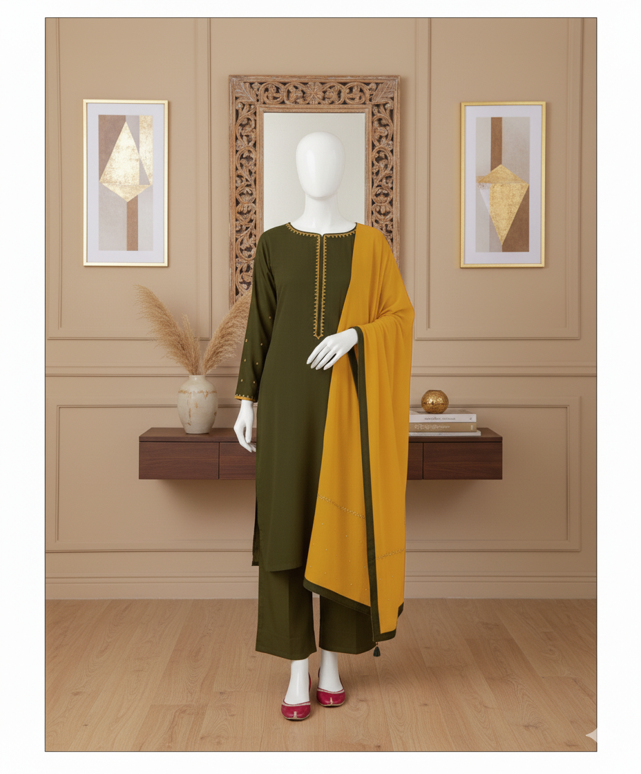 Cotton  Unstitched 3-Piece Suit (CEU-5014)