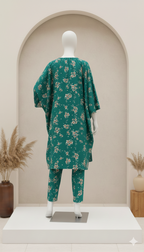 ZH2 Emerald Green Wildflower – 2pc Premium Cotton Unstitched Suit (PCU 5022)