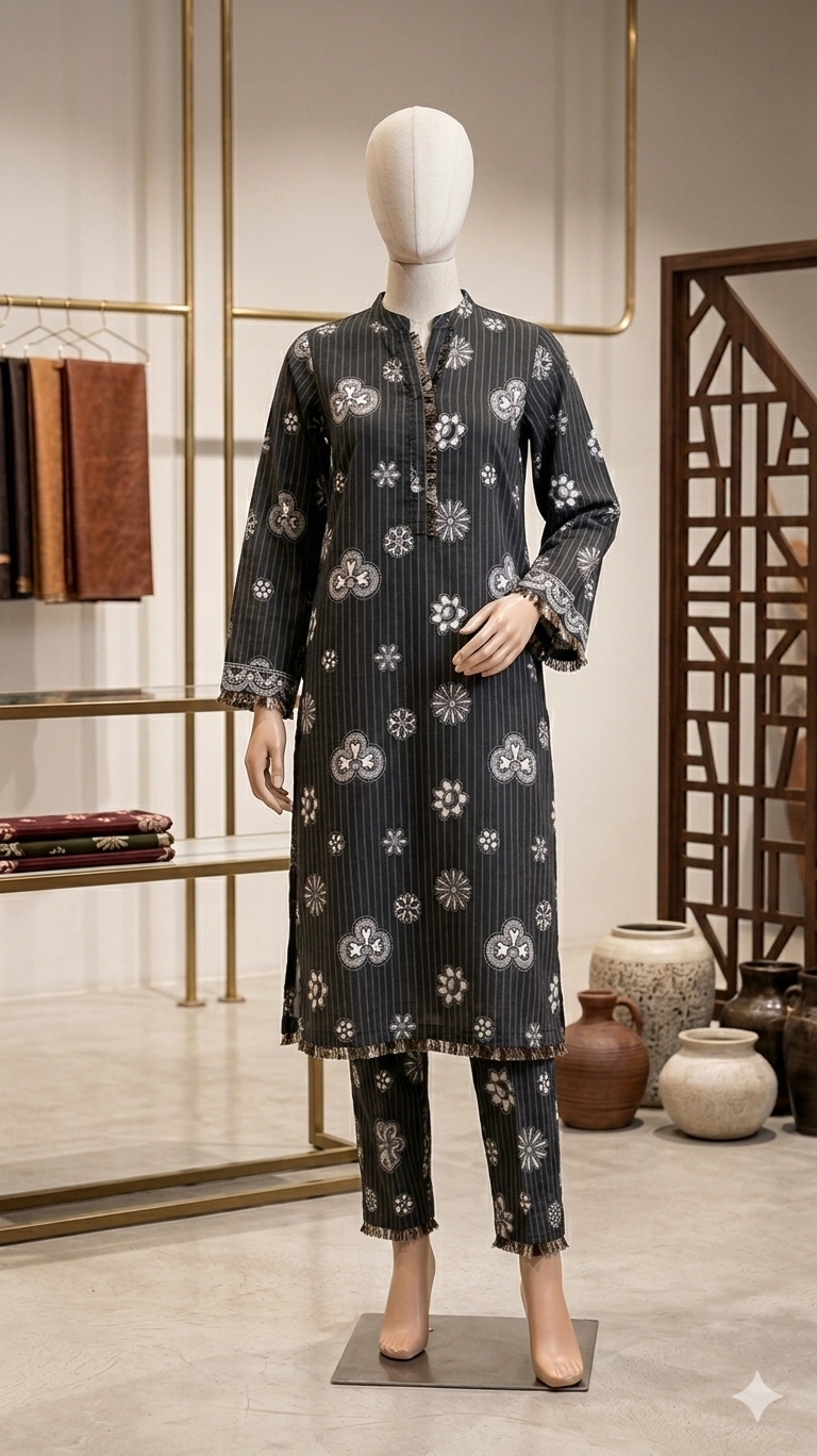 Women’s Designer Printed Lawn Suit - 3 Piece Unstitched Ethnic Wear (PCU 5022)