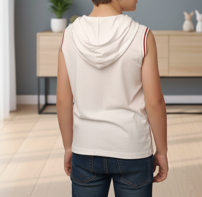 Boys' Sleeveless Hooded Tank Top | Tropical Palm Tree Summer Graphic Tee (1010)