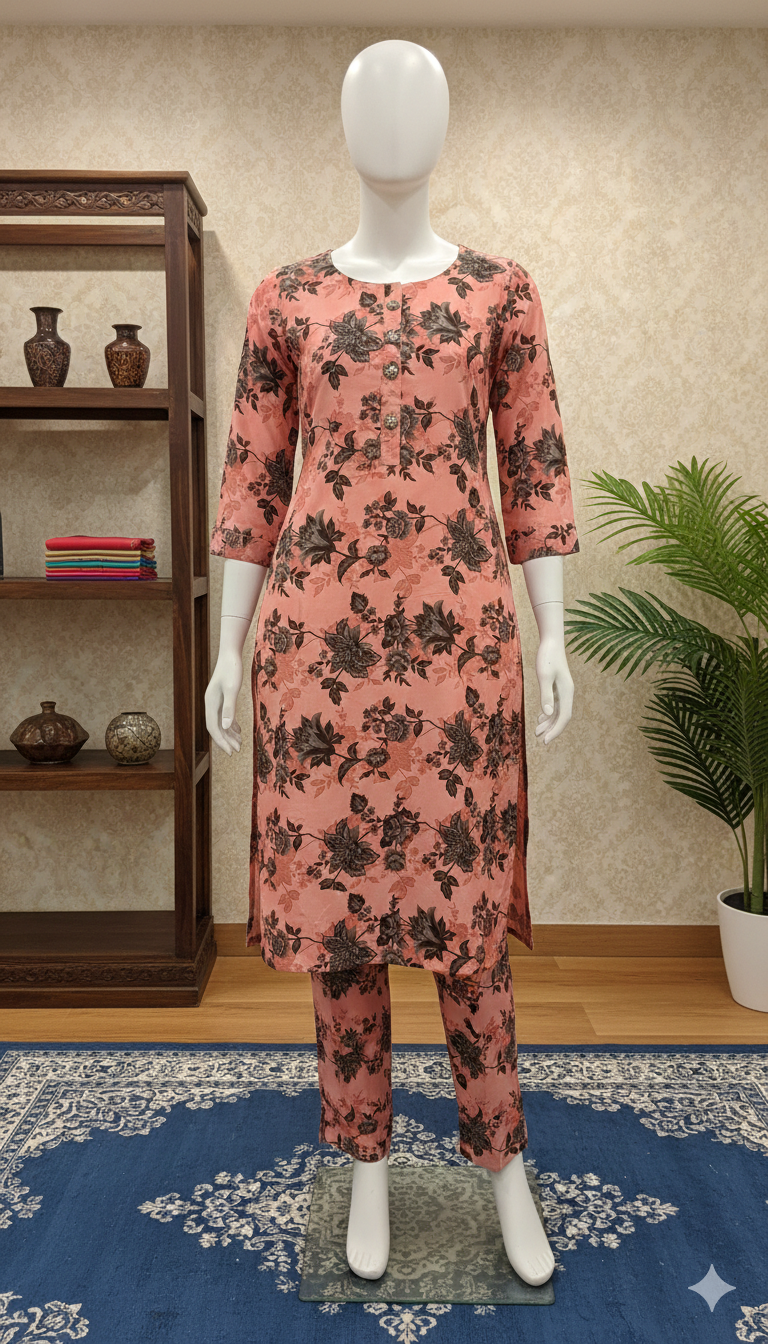 ZH2 Premium Cotton 2-Piece Suit | Floral Print Unstitched Cotton Fabric (PCU 5022)