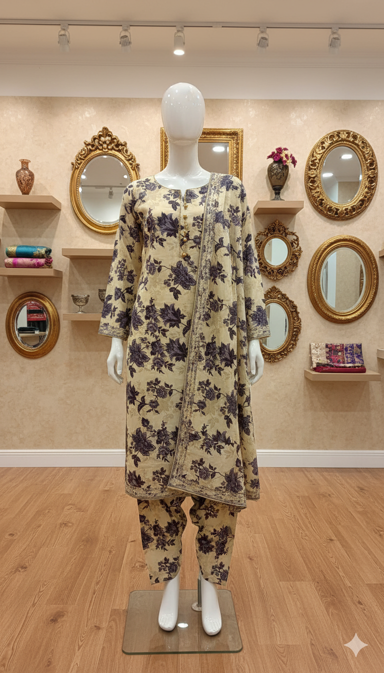 Premium Cotton 2-Piece Unstitched Suit (PCU-5022)