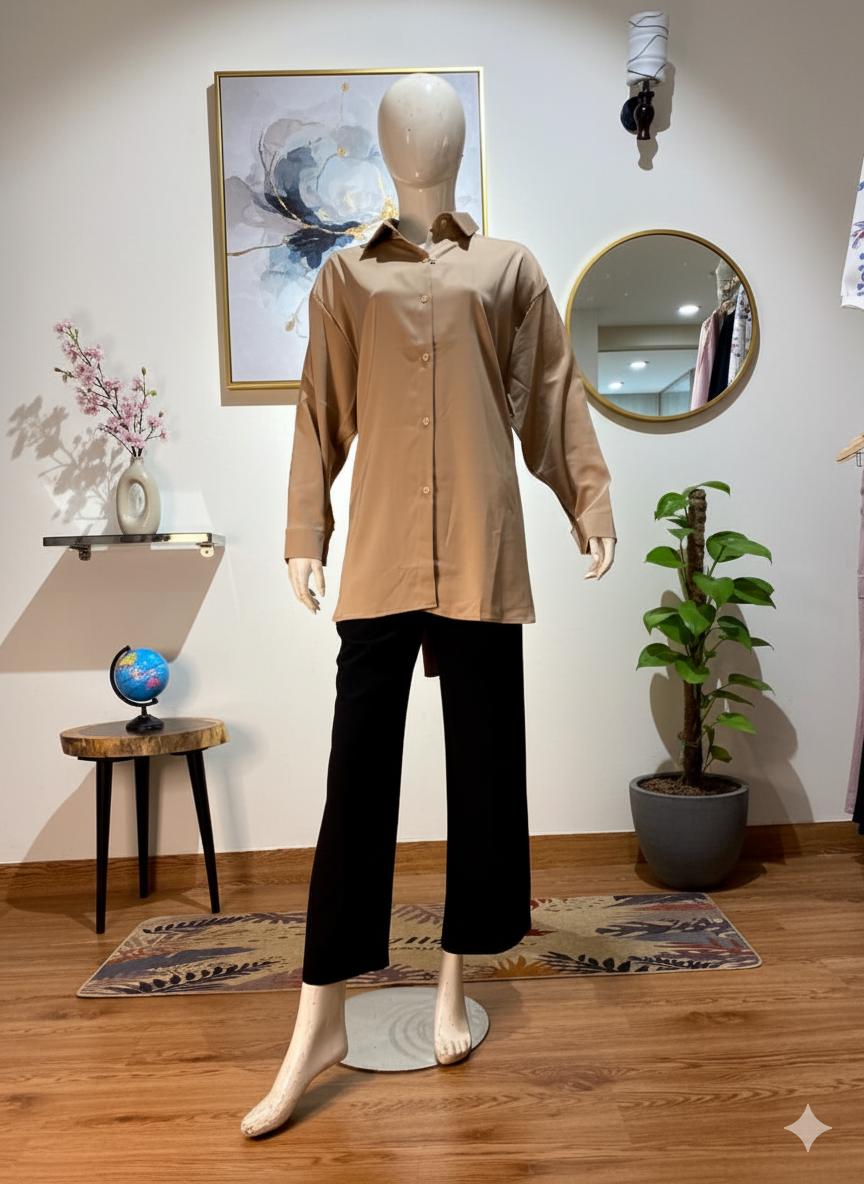 Luxury Satin Silk-Finish Oversized Button-Down Shirt | Relaxed & Flowy Fit (9004)