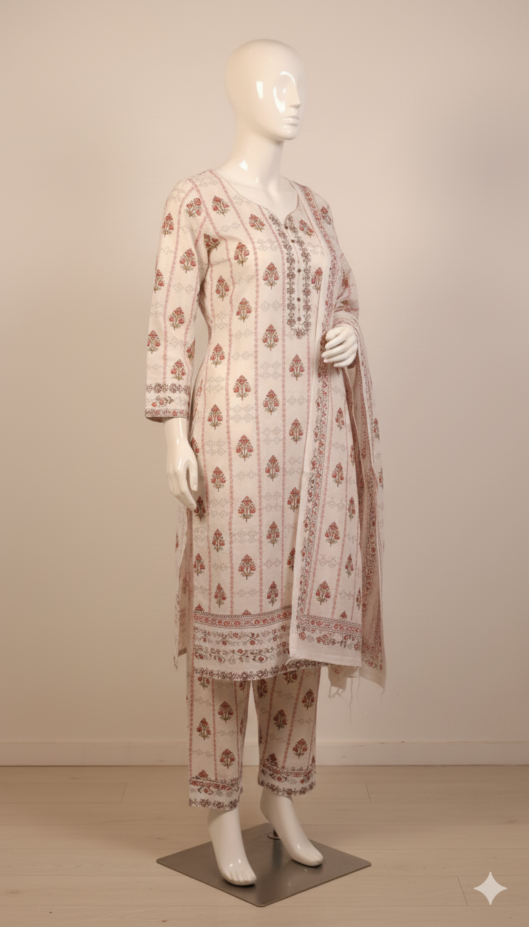 Cotton Unstitched 3-Piece Suit (SCEU-5018)