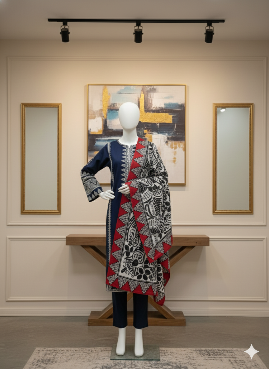 Cotton Unstitched 3-Piece Suit (CSEU-5013)