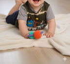 Boys' Casual Summer Outfit: Tie-Dye Nautical Graphic Tee & Navy Knit Play Shorts (2 Pcs) (1009)