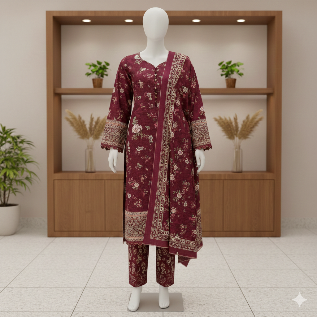 Vintage Garden Lawn Collection | 3-Piece Printed Unstitched Suits - ZH2 Store (LPU 5033)