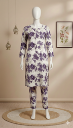 ZH2 Premium Cotton 2-Piece Suit | Floral Print Unstitched Cotton Fabric (PCU 5022)
