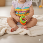 Girls' Lilac Graphic T-Shirt | Colorful Striped Heart 'Love' Print with Ruffle Sleeves (1037)