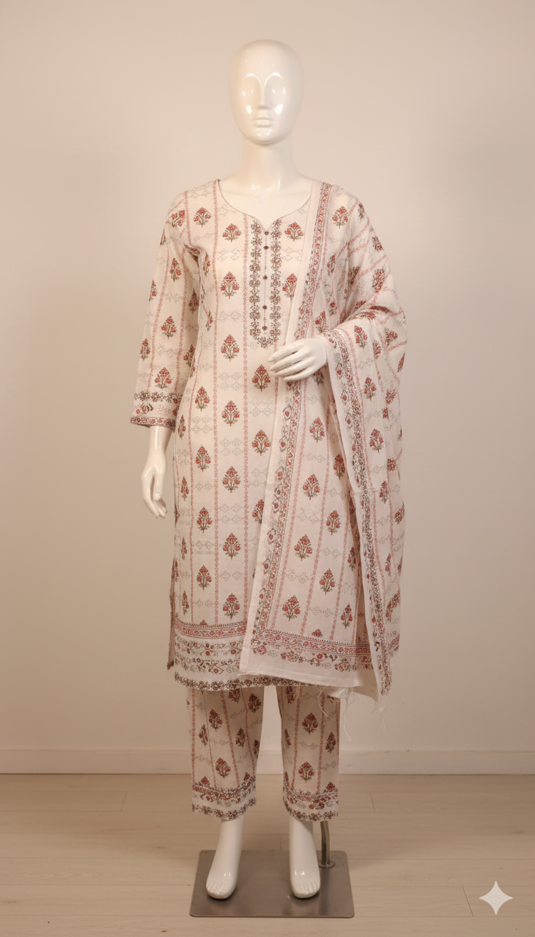 Cotton Unstitched 3-Piece Suit (SCEU-5018)