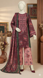 3-Piece Unstitched Embroidered Lawn Suit –  Floral Edition (LEU 5055)