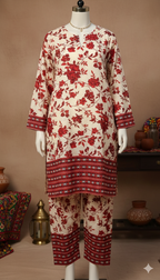 Zh2 Radiant Fuchsia Suit | Pink & Teal Unstitched Cotton (PCU 5023)