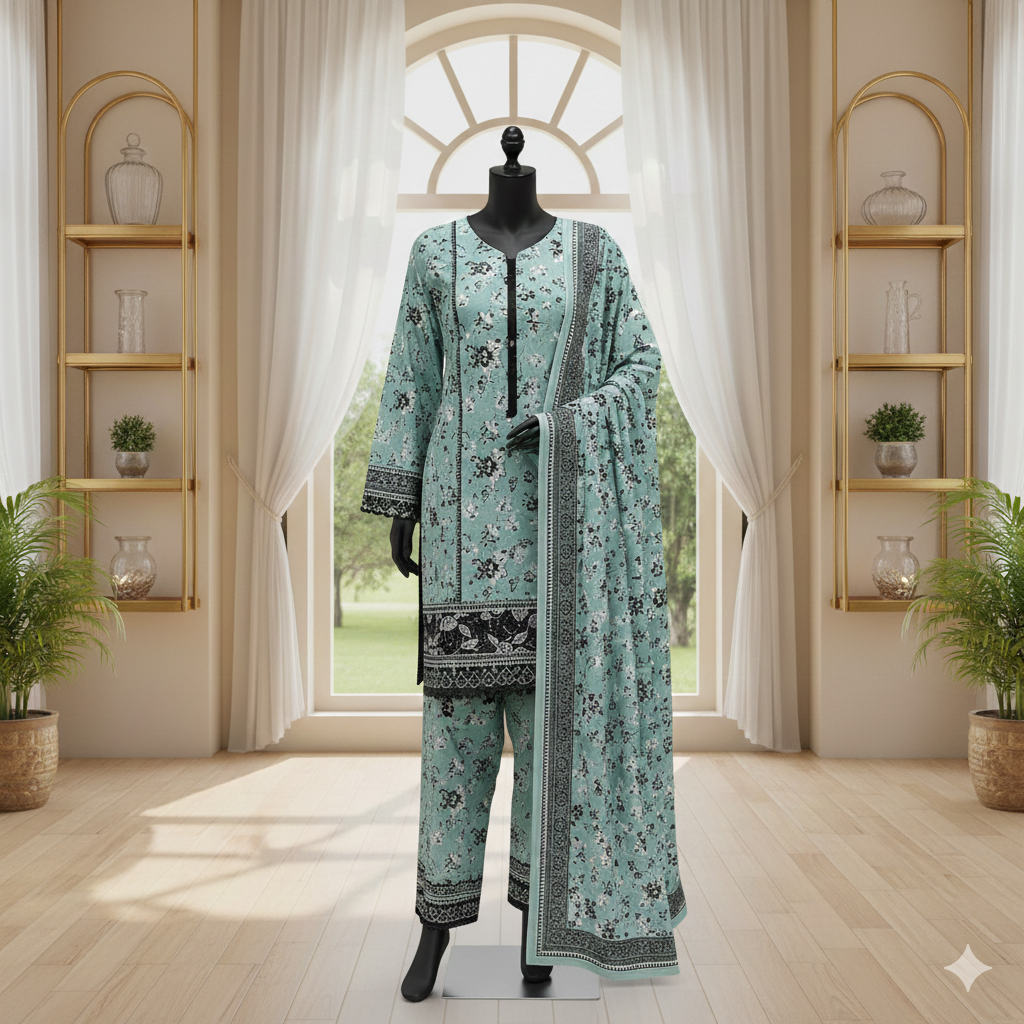 Vintage Garden Lawn Collection | 3-Piece Printed Unstitched Suits - ZH2 Store (LPU 5033)