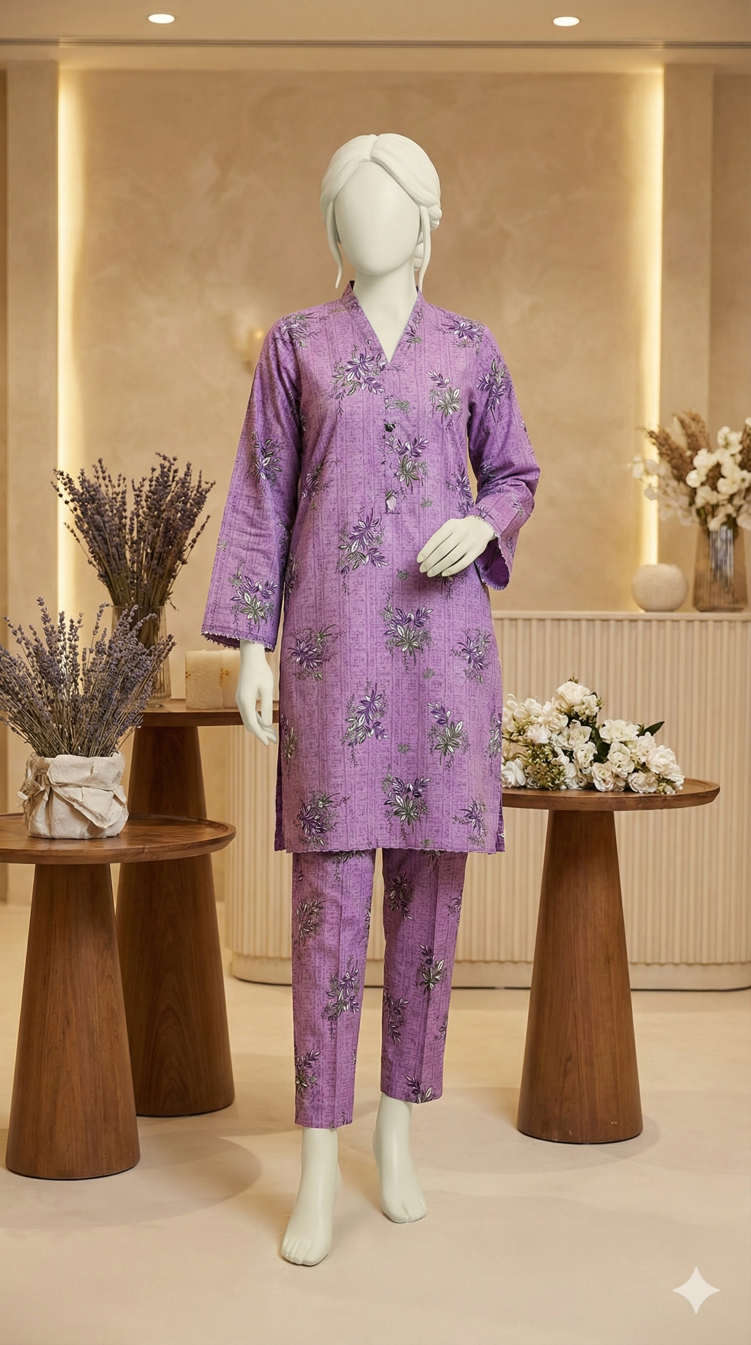 ZH2 Lilac Breeze Suit | Lavender Floral Unstitched Cotton (PCU 5022)