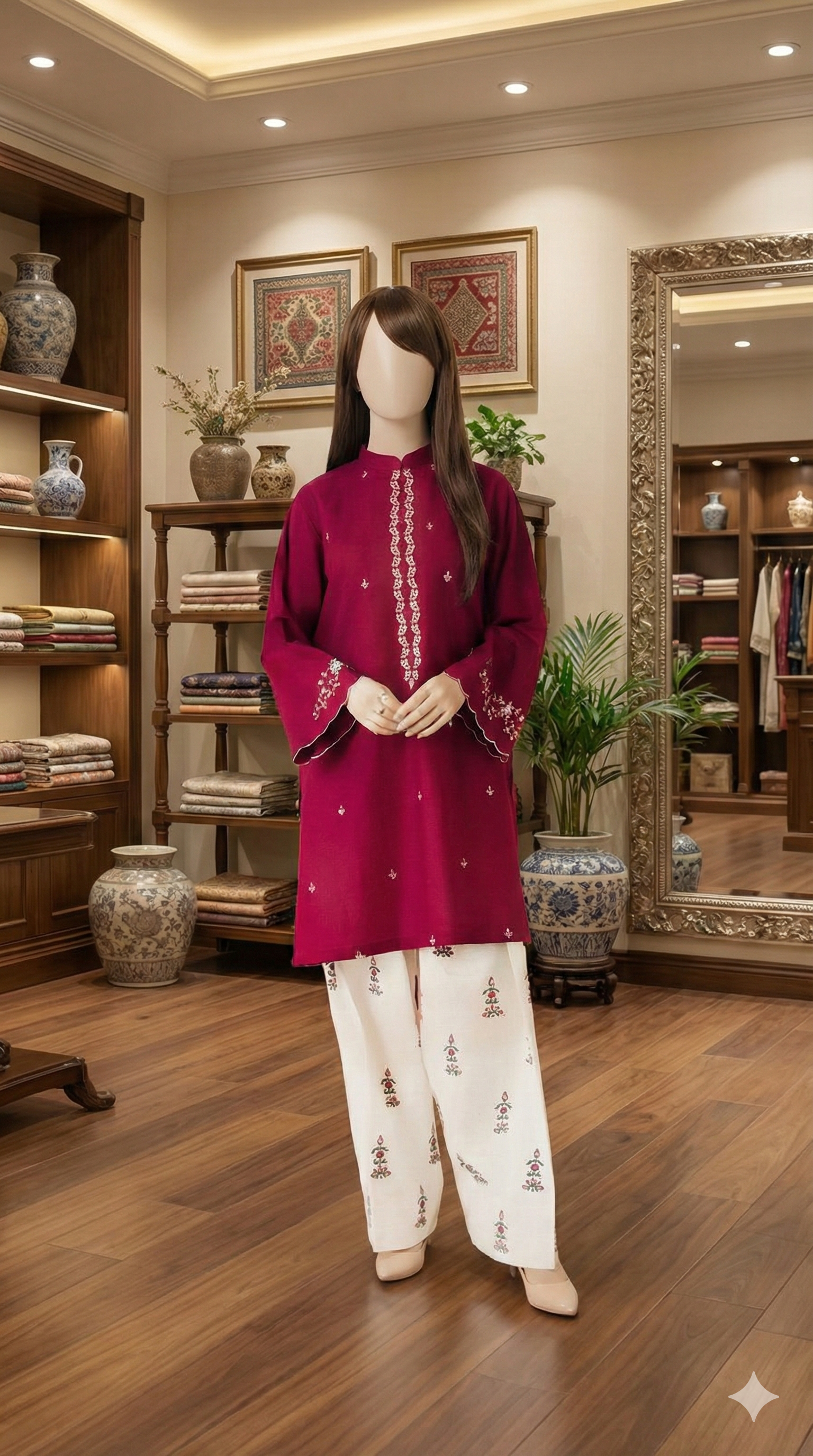 Midnight Orchid 3-Piece Unstitched Embroidered Lawn Suit – Bold Floral Edition (LEU 5041)