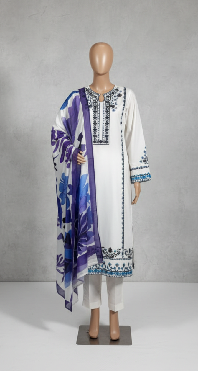 Cotton Silk  Unstitched 3-Piece Suit (CSEU-5019)