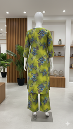 ZH2 Lime & Azure Watercolor – 2pc Premium Cotton Unstitched Suit (PCU 5022)