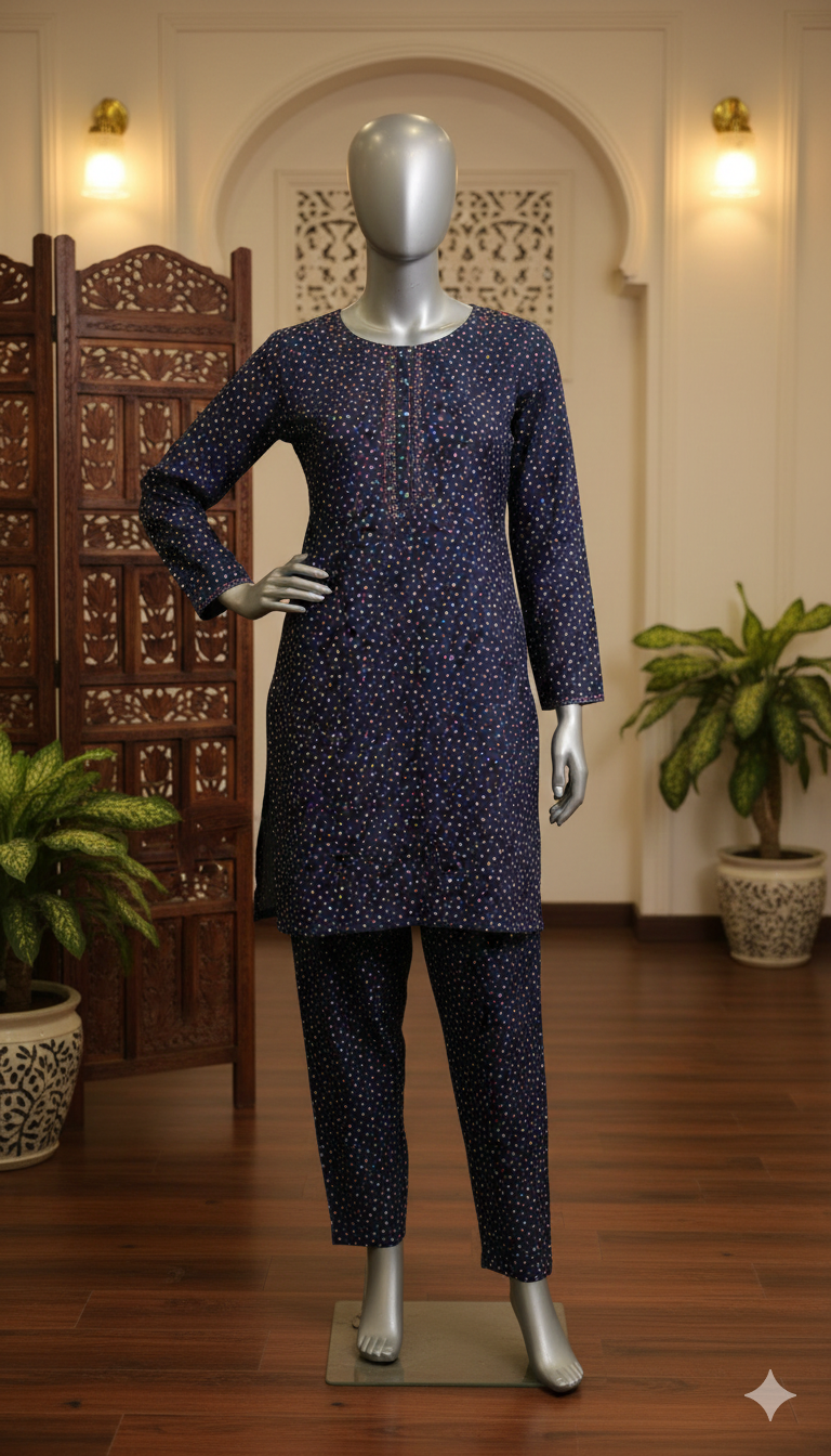 Floral Meadow Ethnic Co-ord Set | Printed Kurti & Trouser Duo (PCU 5022)