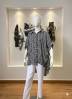 Bold Print Hi-Low Tunic Shirts | Contemporary Oversized Blouse Collection (9003)